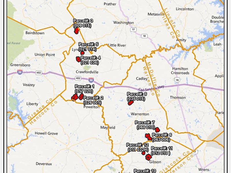 Multi-County Land Package : Crawfordville : Taliaferro County : Georgia
