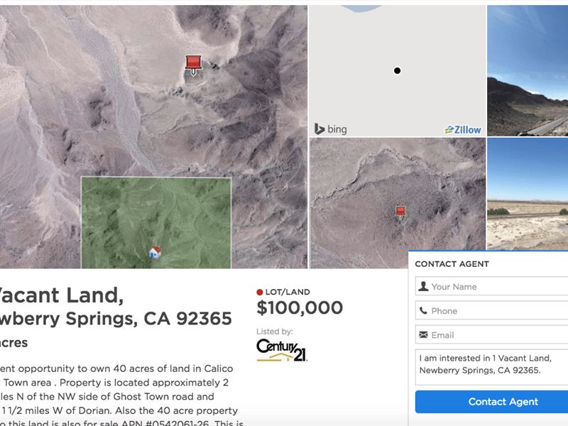 80 Acres in Newberry Springs, CA : Newberry Springs : San Bernardino County : California