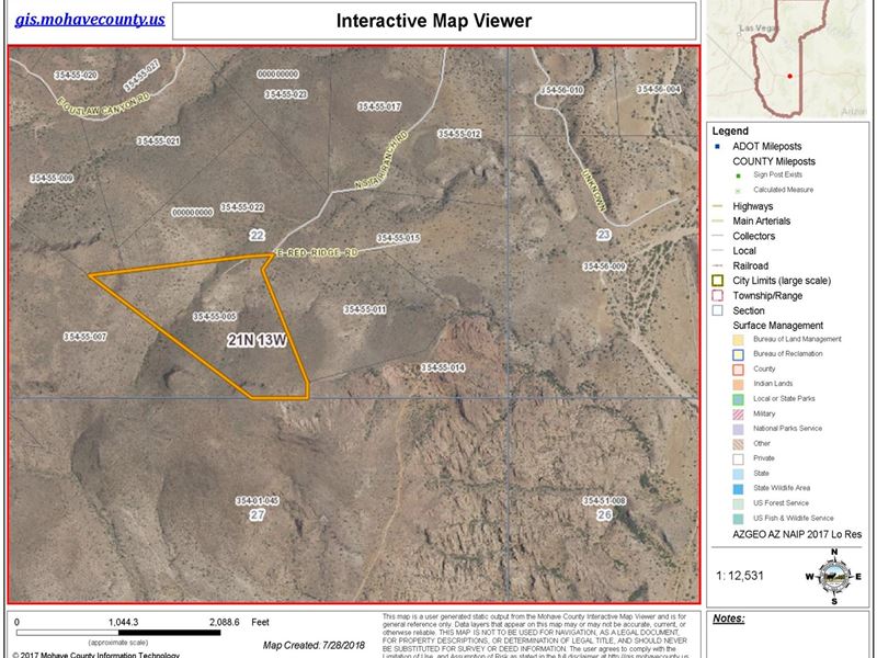 Cedar Hills Ranches Unit 10, Land : Kingman : Mohave County : Arizona