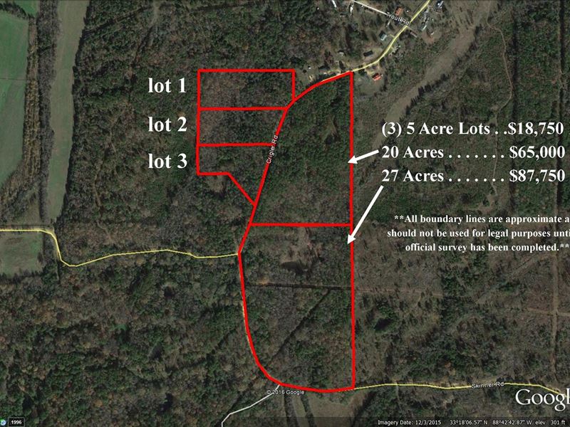 27 Acres in Okitbbeha County : Starkville : Oktibbeha County : Mississippi