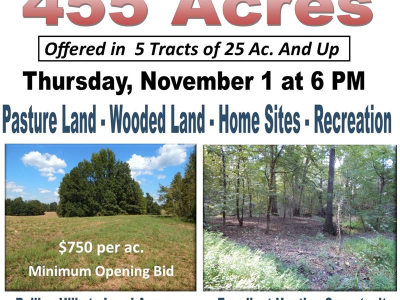 Auction, Hunting Land Pasture Land : Senatobia : Tate County : Mississippi