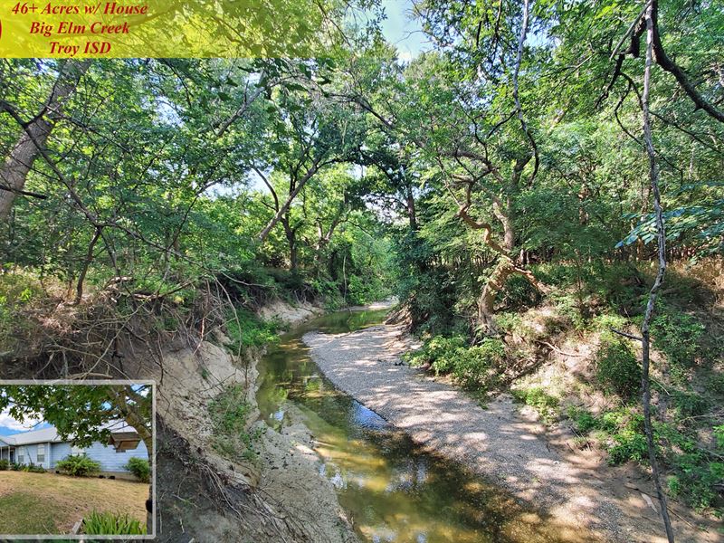 Home On 46.9 Ac & Big Elm Creek, Ranch for Sale in Texas, 209561