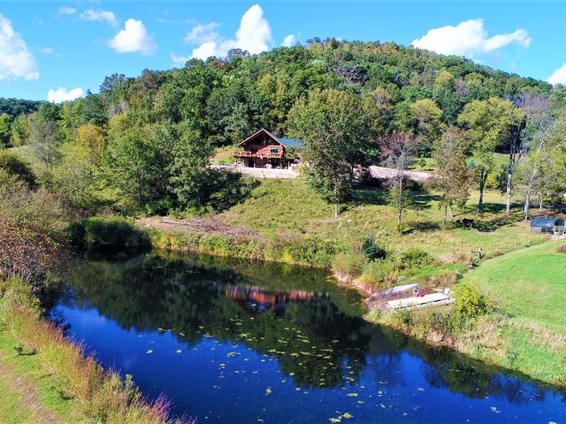 Awe Inspiring Log Home Kickapoo, Ranch for Sale in Wisconsin, 234233