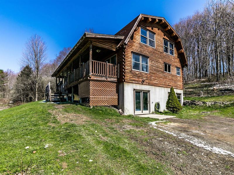 Country Log Home on 50 Acres : Otselic : Chenango County : New York