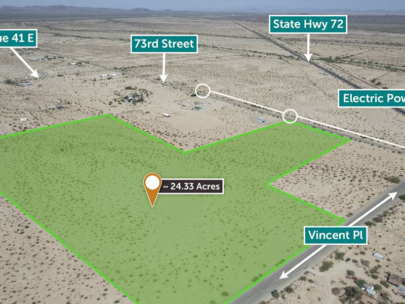 Rare 24.33 Acres Land in Bouse, AZ : Bouse : La Paz County : Arizona