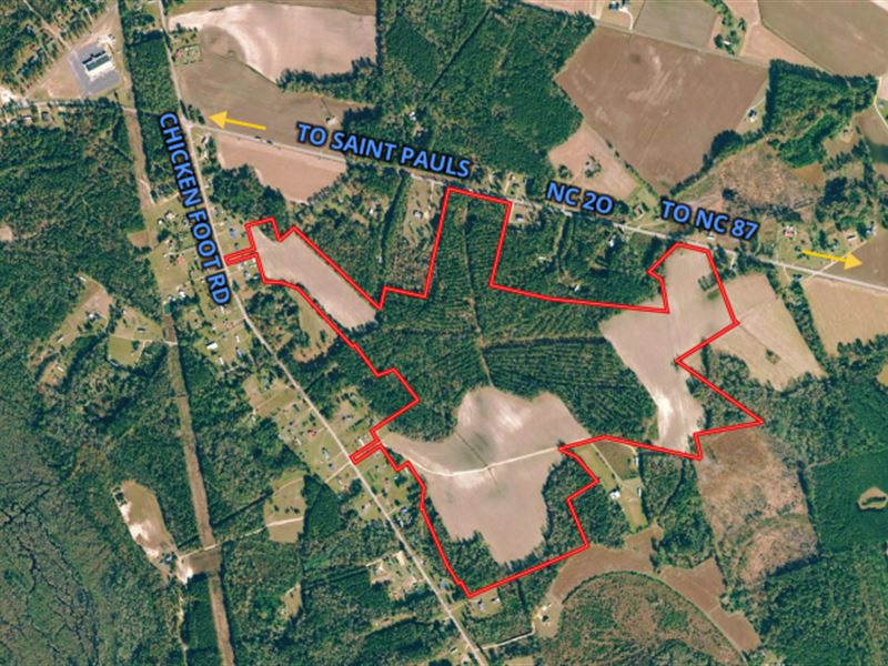 207.55 Acres of Farm And Recreation : Saint Pauls : Bladen County : North Carolina
