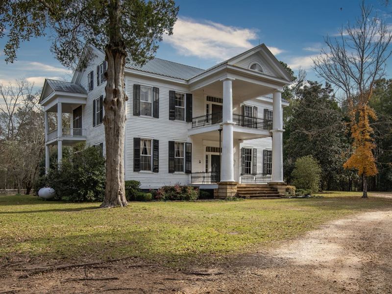Antebellum Style Home with 225 Acre : Gainestown : Clarke County : Alabama