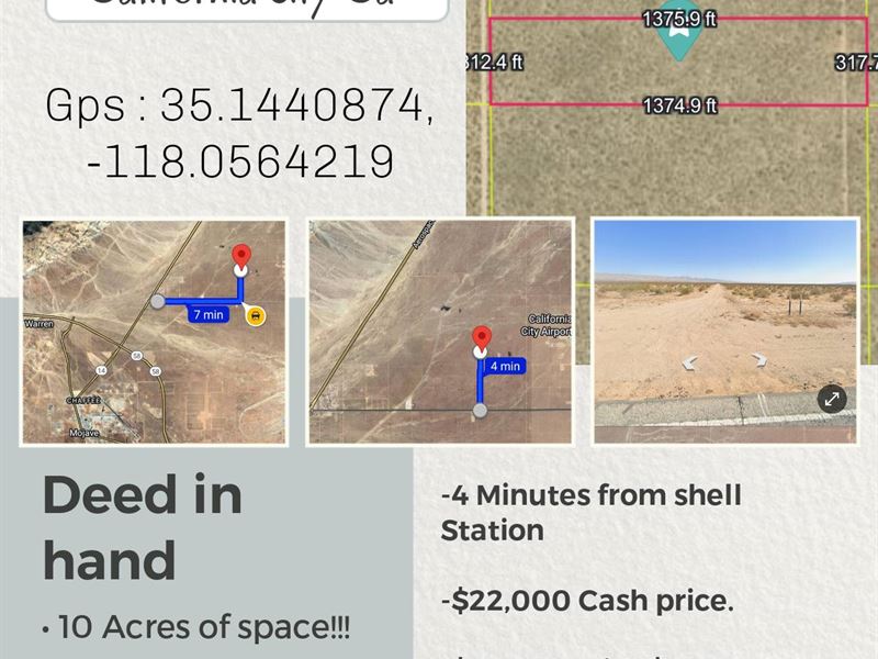 10 Acres California City : California City : Kern County : California