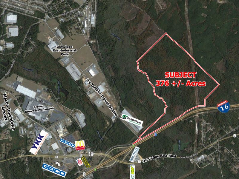 Reduced, 376 Acres On I-16 : Macon : Bibb County : Georgia